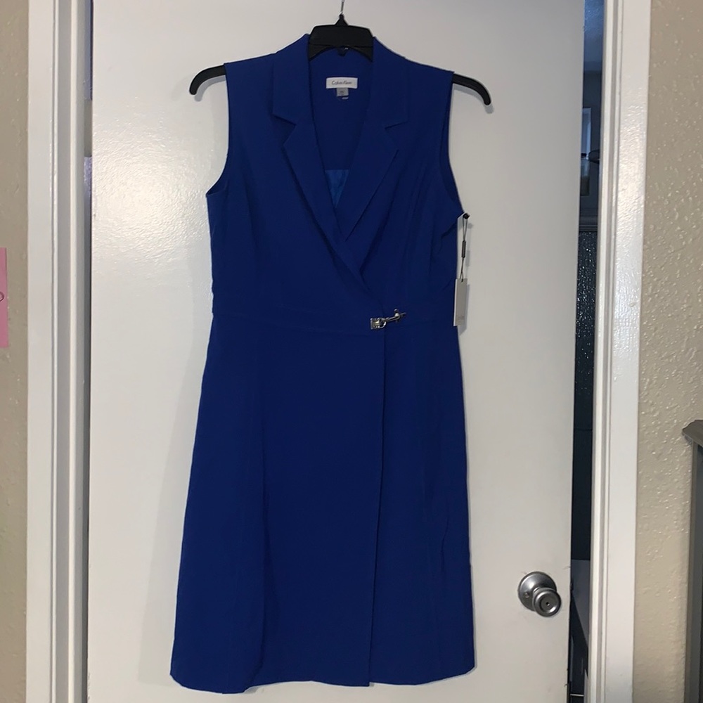NWT Calvin Klein blue wrap dress size 12